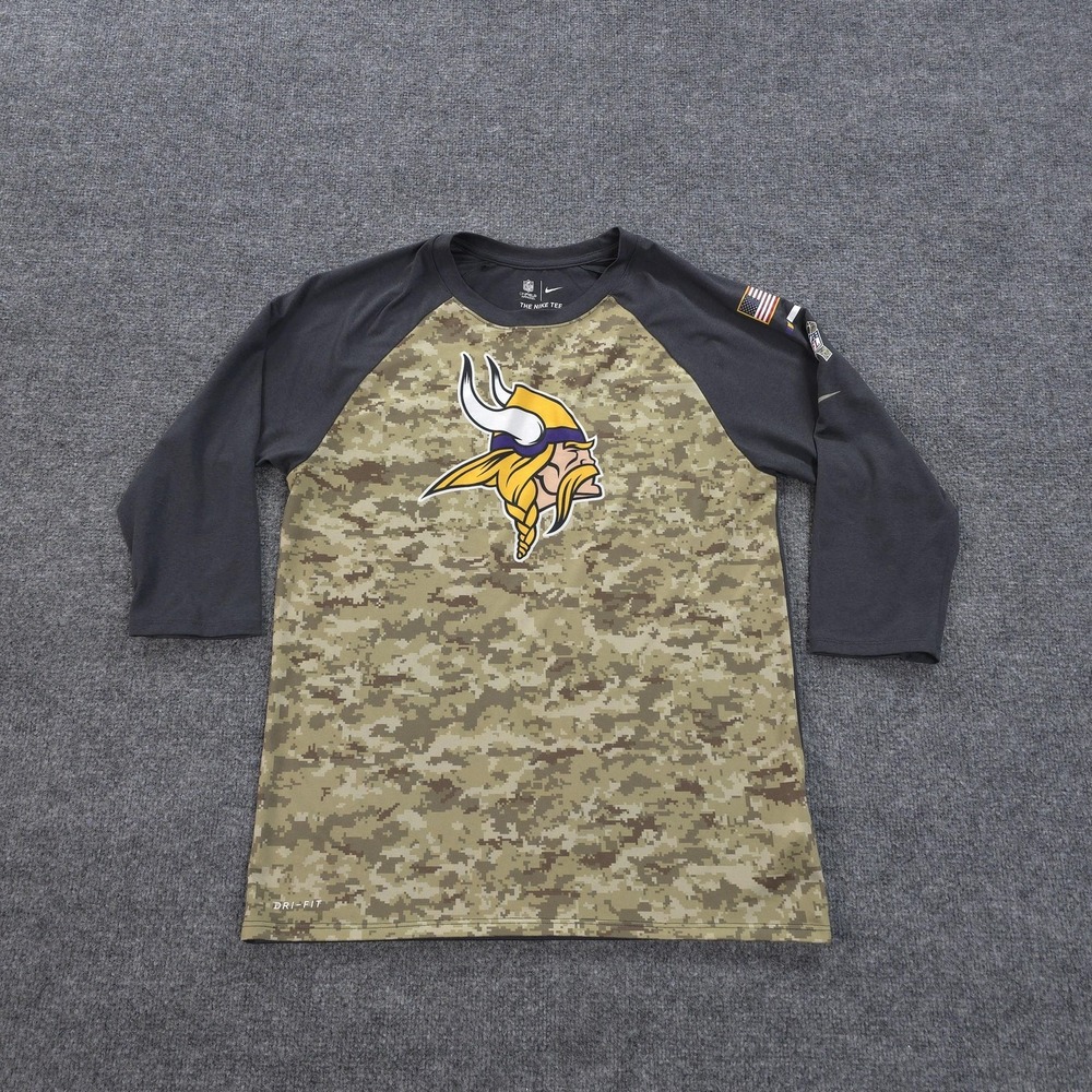 Minnesota Vikings Shirt Womens M Green NFL Football Nike Salute To Service Camo